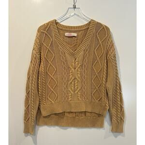 Anthropologie Pilcro Cable‎ Knit V-Neck Sweater Womens Size Small (1065)